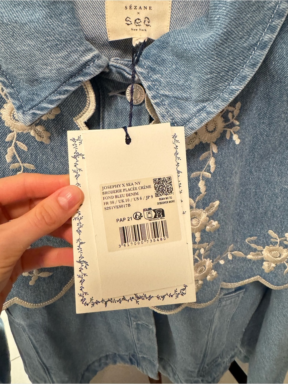 Sezane Josephine × Sea NY blue denim jacket - Picture 4 of 4
